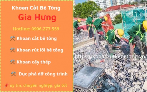 Đục phá bê tông tại khu công nghiệp Sóng Thần thi công nhanh chóng