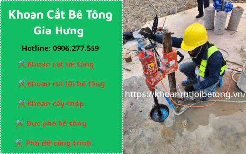 Khoan rút lõi bê tông tại khu công nghiệp Vsip Bình Dương thi công chính xác