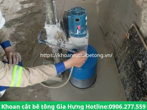 Khoan rút lõi xuyên sàn, nền bê tông tại dĩ an