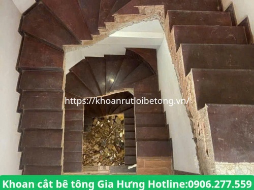 Cắt sàn bê tông làm cầu thang máy tại Bình Dương