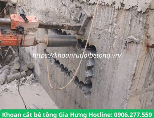 Khoan rút lõi tường, vách, đà bê tông tại long thành, uy tín, chuyên nghiệp
