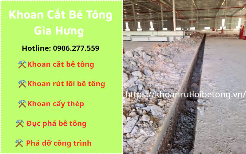 Khoan cắt bê tông nền nhà xưởng tại Đồng Nai chuyên nghiệp