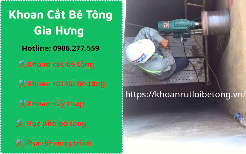 Khoan rút lõi sàn, đà, tường, vách bê tông tại Bình Dương chuyên nghiệp