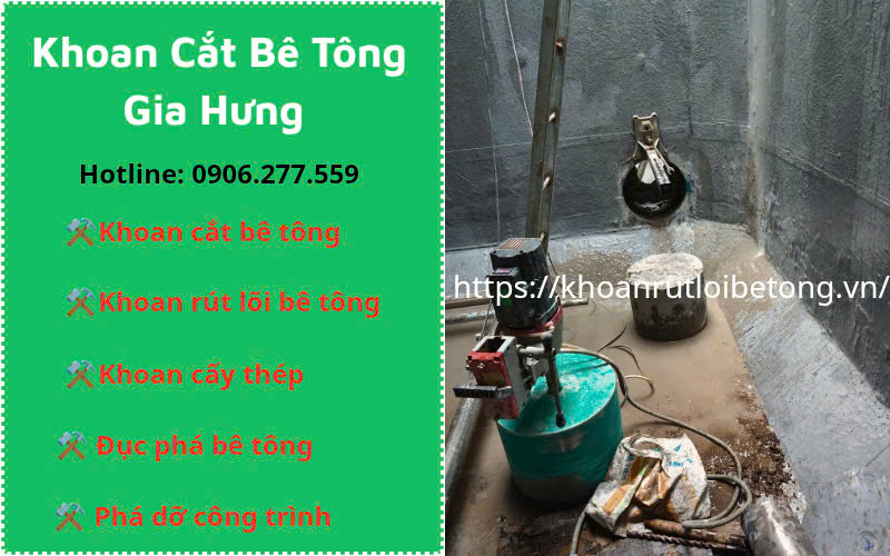 Khoan rút lõi sàn, đà, tường, vách bê tông tại Đồng Nai chuyên nghiệp