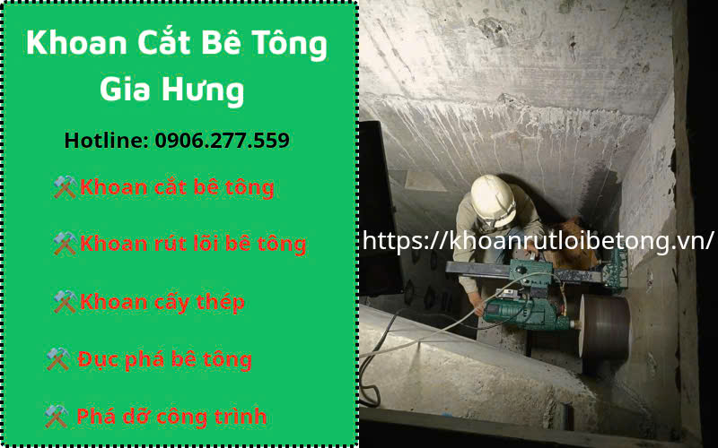 Khoan rút lõi sàn, đà, tường, vách bê tông tại Tân Uyên